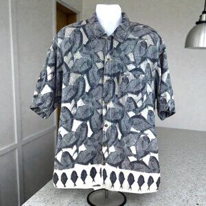 Columbia VTG Fish Art Shirt Men's Short Sleeve Button Up Collared Shirt Size XLG